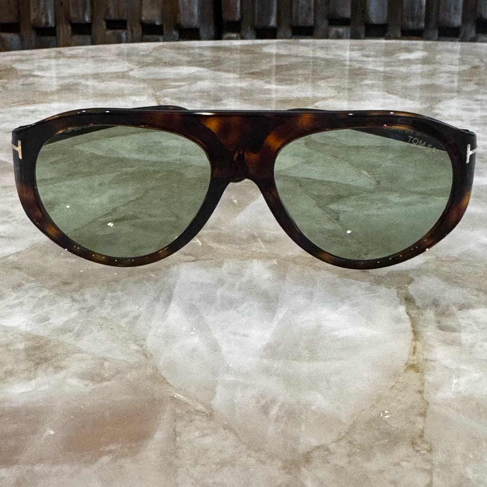 Tom Ford Tortoise Shell Sunglasses with Green Lenses